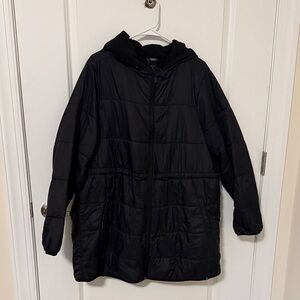 torrid Black Quilted Puffer Coat with Hood